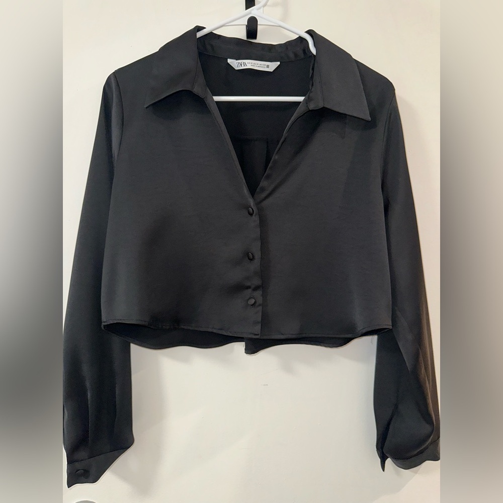 Zara Black Button-Down Women's Shirt